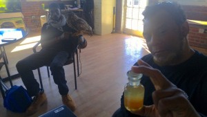 The author tests water samples.